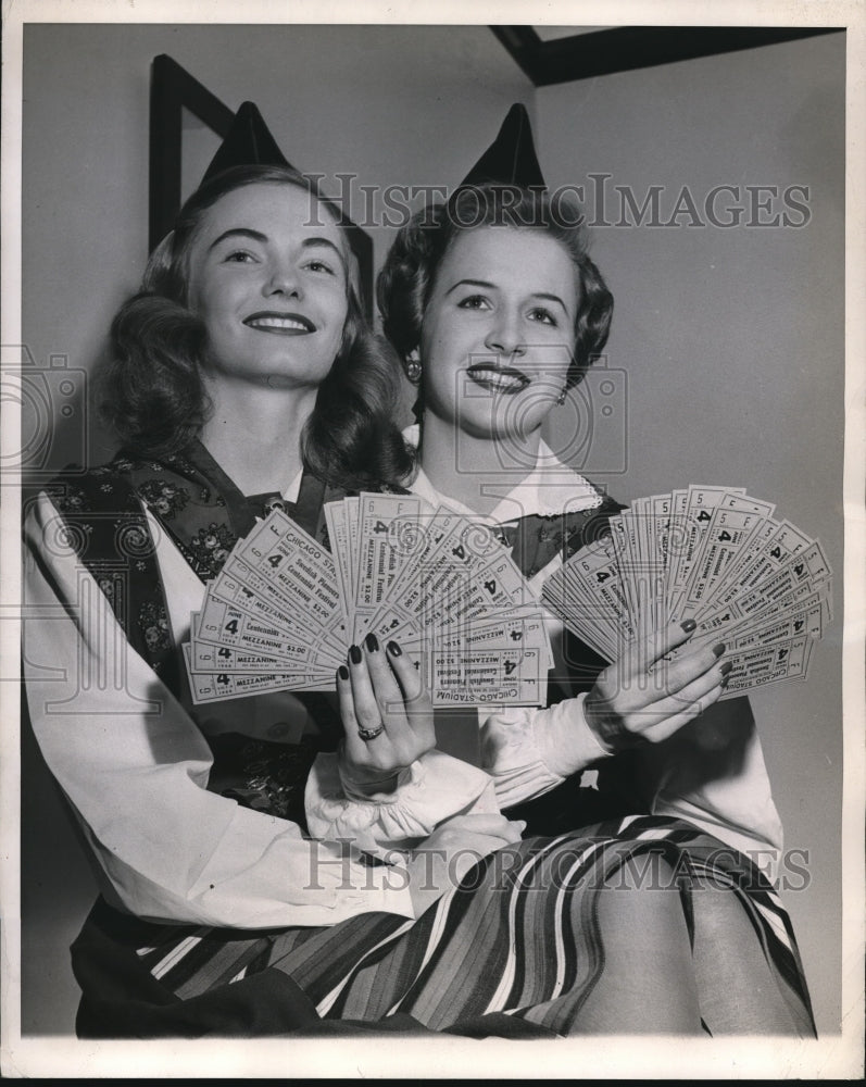 1948 Press Photo Carol Rydin and Marquerite Anderson, Swedish Centennial - Historic Images