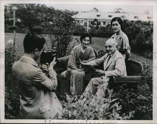 1935 Press Photo Katsuji Debuchi, former Japanese Ambassador w/ wife & daughter - Historic Images