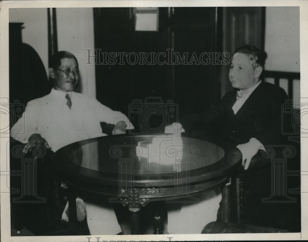 1936 Press Photo Nicholas Ravvid (R) with Shigenori Togo - Historic Images