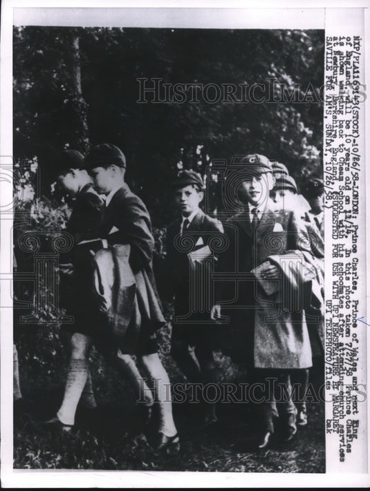 1958 Press Photo Prince Charles with Schoolmates after attending Church - Historic Images