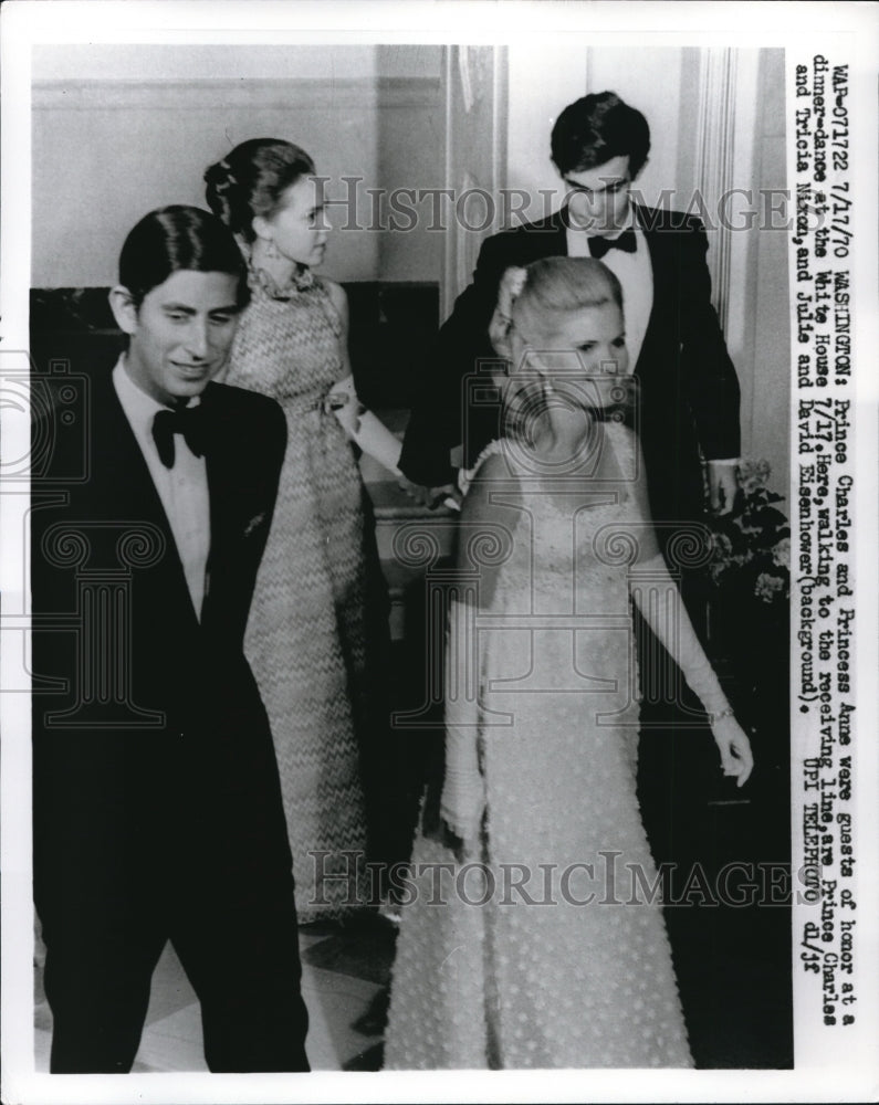 1970 Press Photo Washington Prince Charles Anne Tricia Nixon Julie David - Historic Images