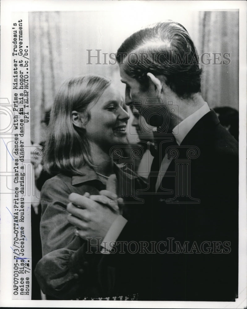 1970 Press Photo Prince Charles dancing with Miss Jocelyne Rouleau - Historic Images