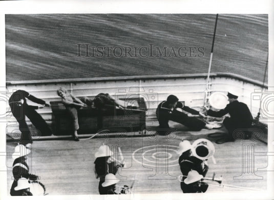 1956 Press Photo Princess Ann and Prince Charles on the Royal Yacht Britannia - Historic Images
