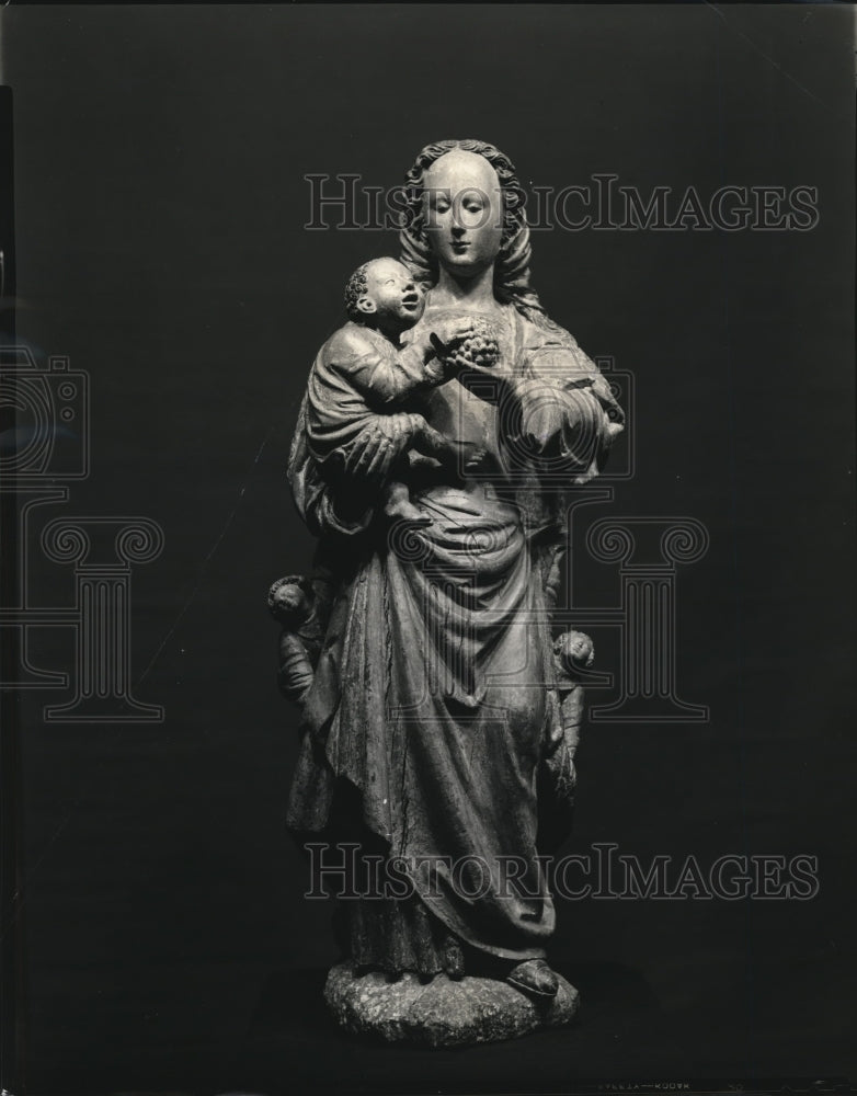 1938 Press Photo Madonna and Child Wood Statue at Cleveland Museum of Art - Historic Images