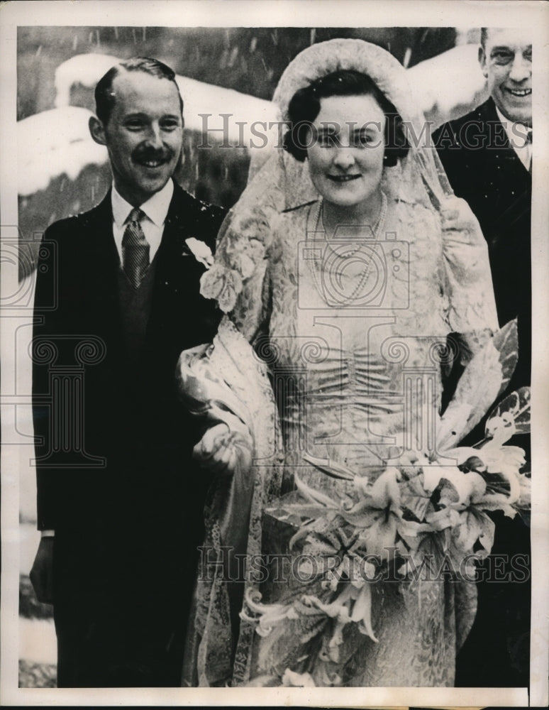 1939 Press Photo Mr. and Mrs. John Leslie Harvey after their wedding - Historic Images