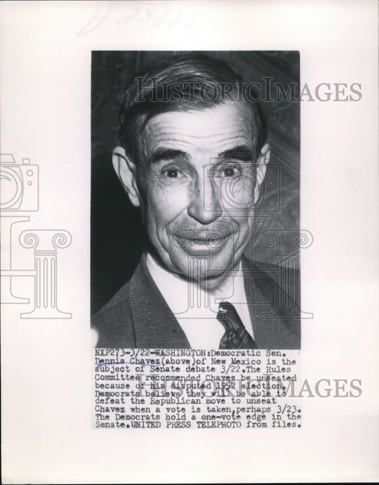 Press Photo Sen. Dennis Chavez recommended by the Rules Committee - Historic Images