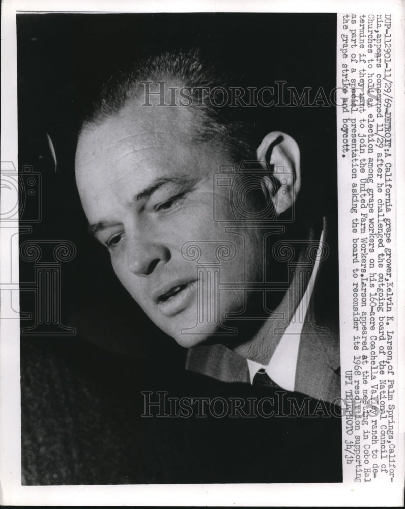 1969 Press Photo Kelvin K.Larson of Plam Spring, California Grape Grower - Historic Images