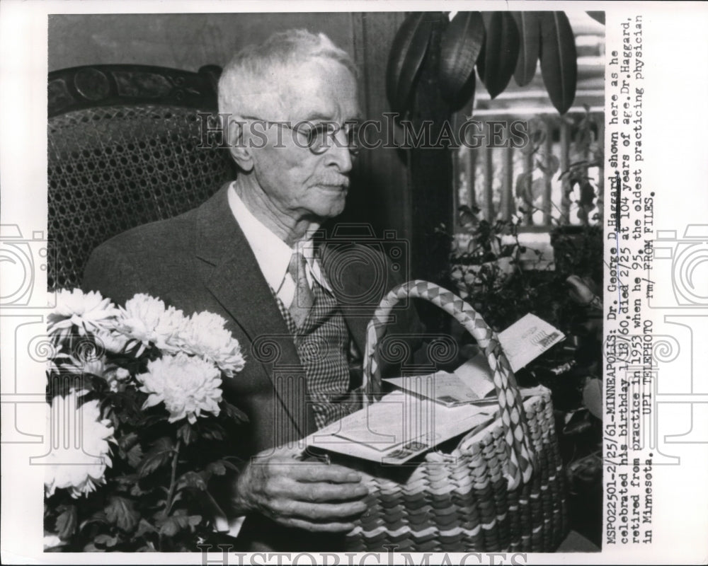 1961 Press Photo Dr. George Haggard as he celebrated his birthday - Historic Images