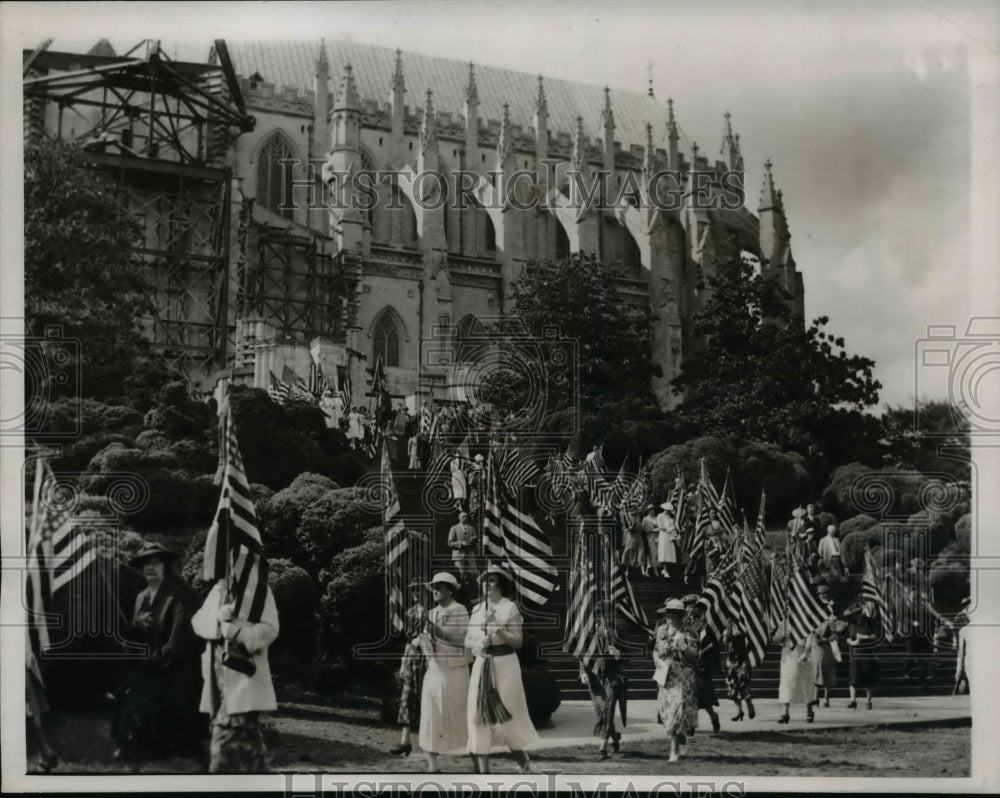 1938 Press Photo Services for world war dead at Washington Cathedral Theater - Historic Images