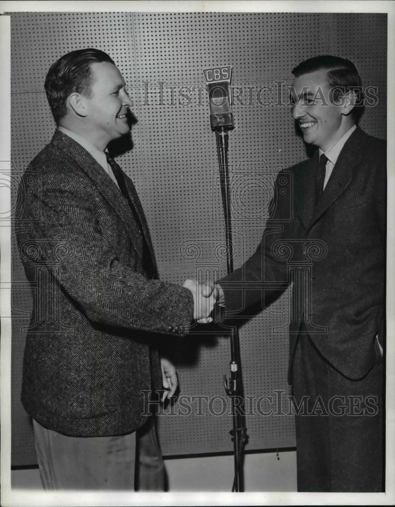 1940 Press Photo Actor, Barton Maclane and Bill Snyder after the CBS located him - Historic Images