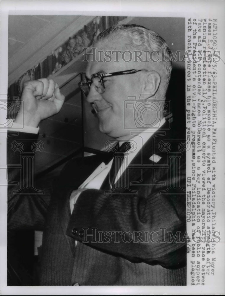 1963 James Tate Philadelphia Mayor Celebrates His Re - Historic Images