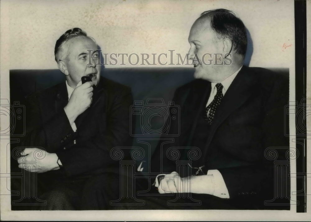 1963 Press Photo British Labor Party Harold Wilson &amp; US Treas Douglas Dillon - Historic Images