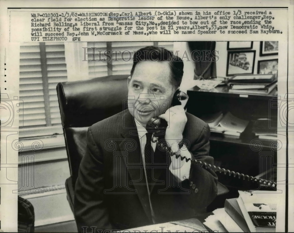 1962 Press Photo Rep Carl Albert for election as Democratic leader of the House - Historic Images