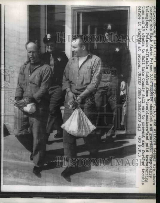 1957 Press Photo Salt Lake City Utah Henry Burr, Wilford Keener st State Prison - Historic Images