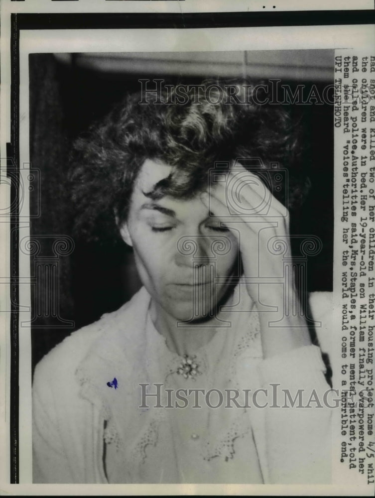 1962 Press Photo Lynn Mass Mrs Florence Staples after she had shot and killed 2 - Historic Images