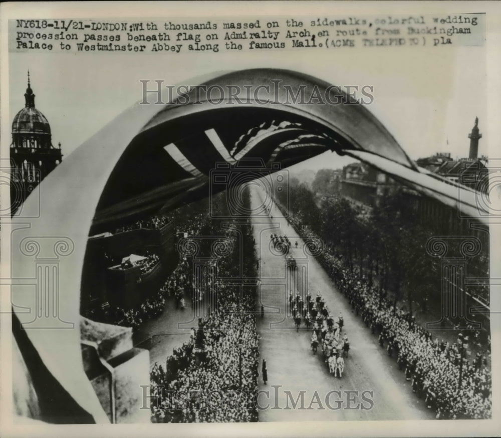 1948 Press Photo London Wedding procession for Royal wedding - Historic Images