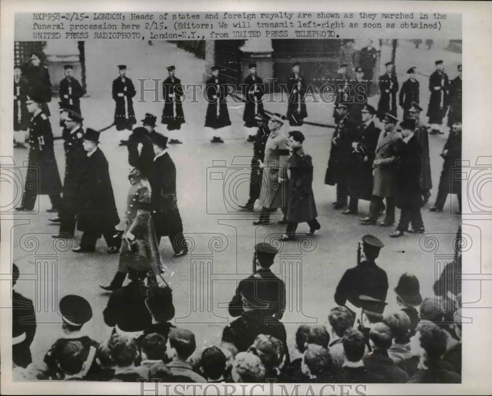 1952 Press Photo London  heads of state in King George funeral procession - Historic Images