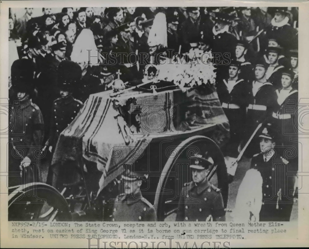 1952 Press Photo London Casket of King George VI funeral procession - Historic Images