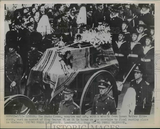 1952 Press Photo London Casket of King George VI funeral procession - Historic Images