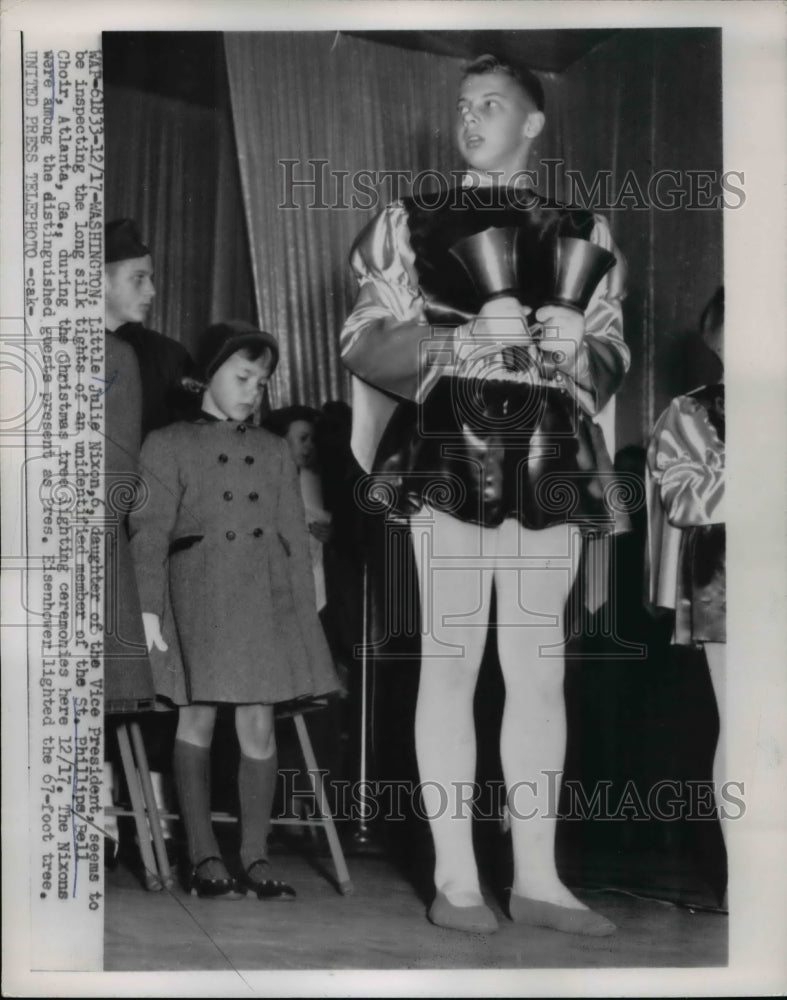 1954 Press Photo Wash DC Julie Noxon daughter of VP & St Phillipe Bell Choir - Historic Images