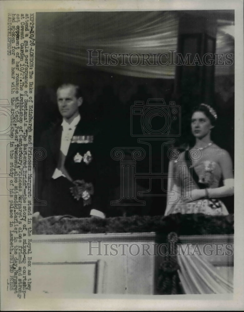 1955 Press Photo Duke of Edinburgh and Princess Margaret attend gala Performance - Historic Images