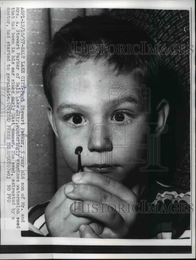 1957 Press Photo Paul Stewart Parker, son of Mr. and Mrs. A. Stewart Parker of - Historic Images