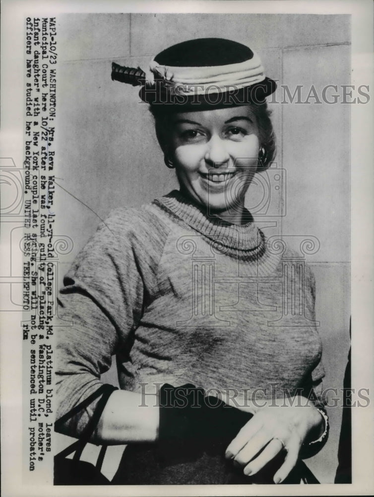 1953 Press Photo Reva Walker found guilty of placing infant with NY couple - Historic Images