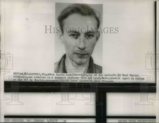 1955 Press Photo Otto Austin Loel  arrested in Junkyard Hideaway - Historic Images