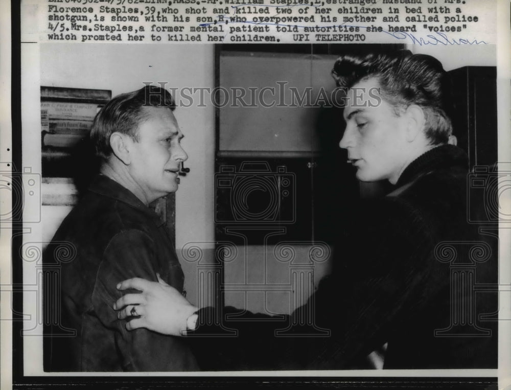 1962 Press Photo William Staples, husband of murderess Florence Staples &amp; son - Historic Images