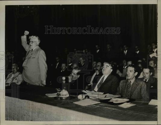 1937 Press Photo Edo Fimmen, John L. Lewis, Vicente Lombardo at Labor Congress - Historic Images