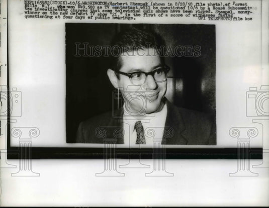 1959 Herbert Stempel, who won $49,500 as TV contestant - Historic Images