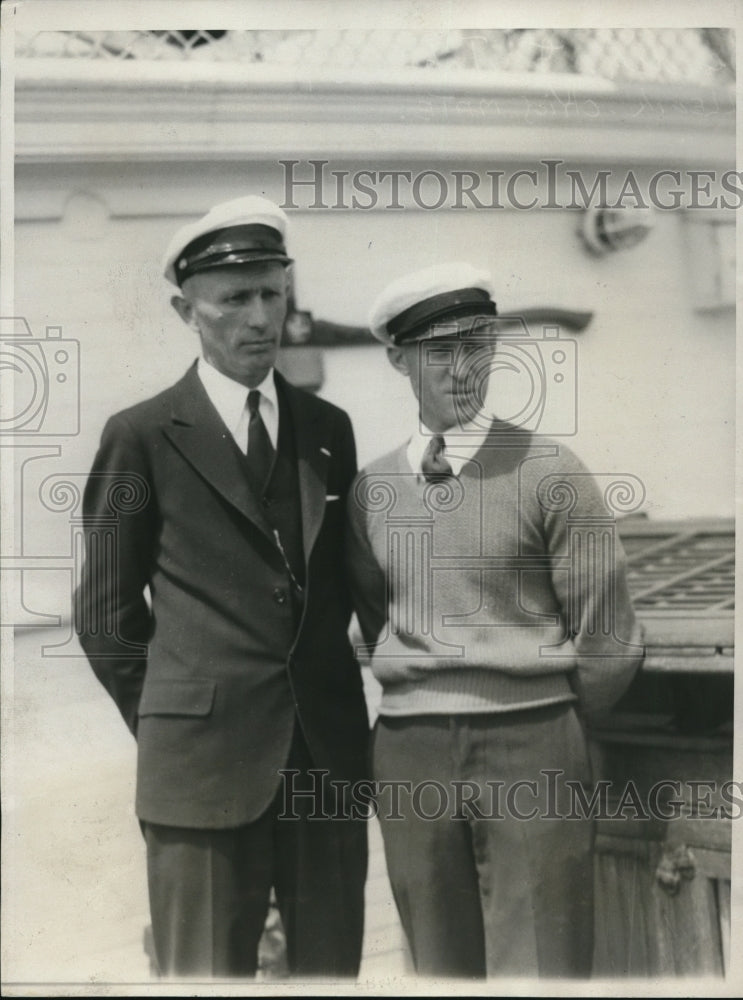 1932 Press Photo Capt. Bendik J. Johansen and Harry Lillevik, chief mate, who - Historic Images