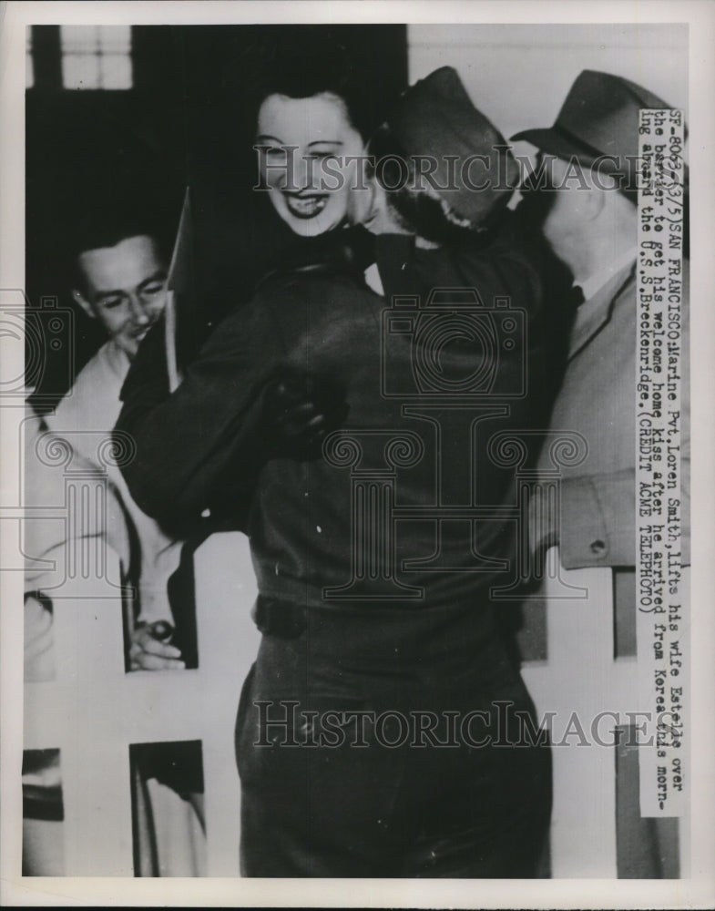 1951 Press Photo Pvt Loren Smith Returns from Korea - Historic Images