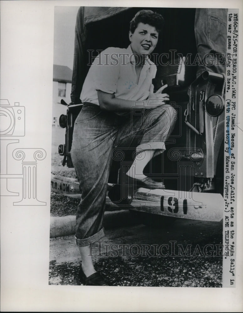 1951 Press Photo Fort Bragg NC WAC OFC Jimmie Neson acts as the Axis Sally in - Historic Images