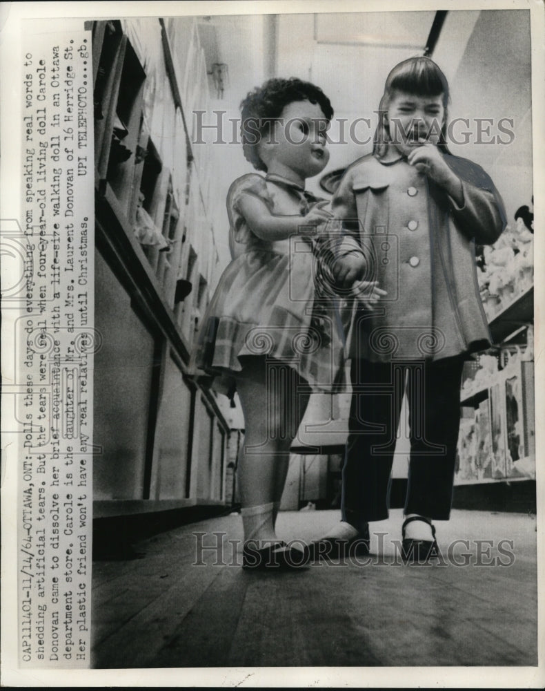 1964 Press Photo Carole the daughter of Mr and Mrs Laurent Donovan, 16, - Historic Images