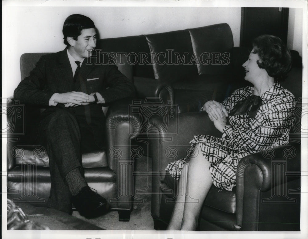 1968 Press Photo Prince Charles &amp; Mrs. Barbara Castle, former transport minister - Historic Images