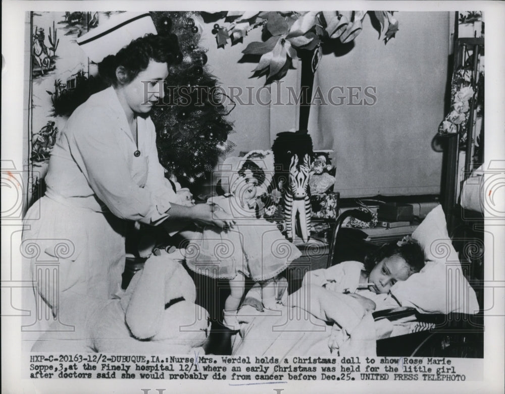 1953 Press Photo Rose Marie Soppe at Finely Hospital with Cancer. - Historic Images