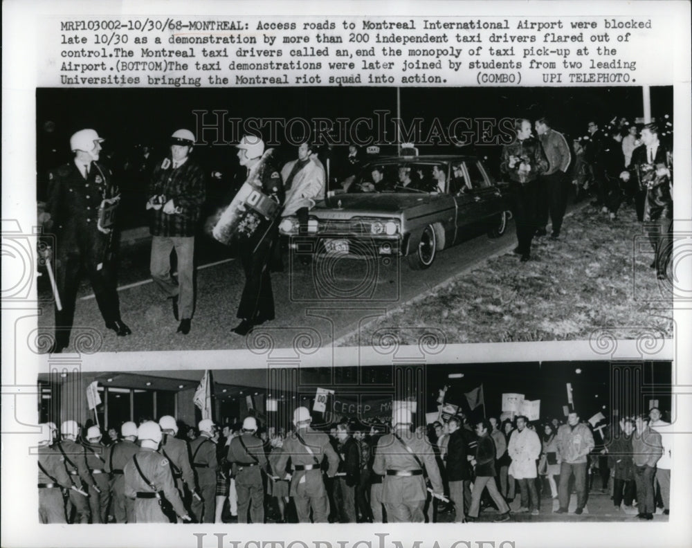 1968 Press Photo Demostrators blocked Montreal International Airport Roads, - Historic Images