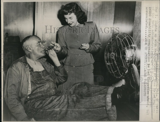 1947 Press Photo Boston Mass James Dever Navy veteran & Helen Mullins of VA - Historic Images