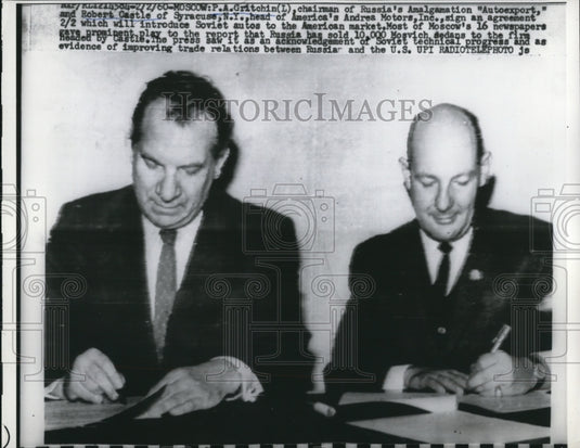 1960 Press Photo Moscow WPA Gritchin of Amal, Autoexport & Rbt Castle Andrea Co - Historic Images