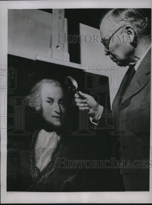 1946 Press Photo Belott Wisconsin Phillip B Whitehead George Washington Portrait - Historic Images
