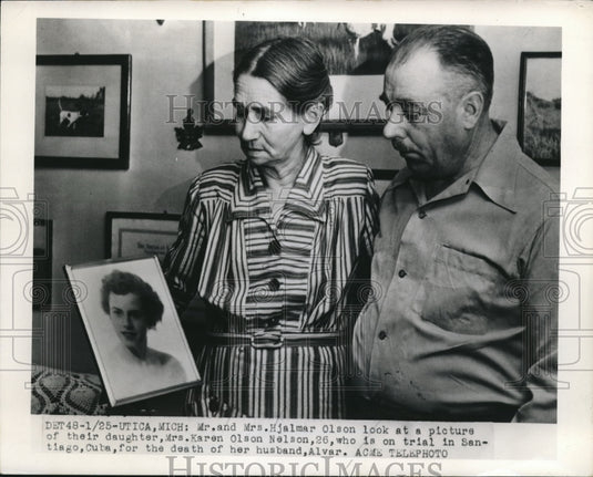 1951 Press Photo Mr. & Mrs. Olson's Grief for Their Daughter, Karen - Historic Images