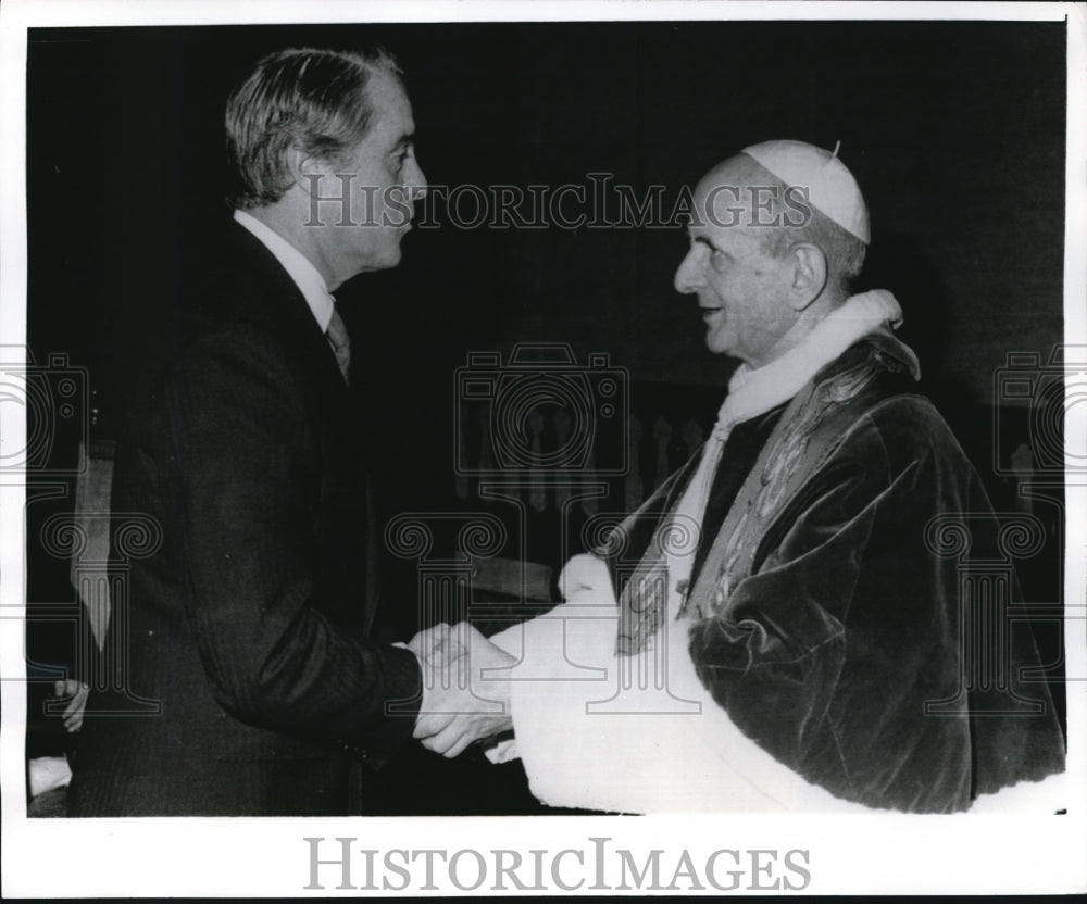 1969 Press Photo Vatican City Pope Paul VI Sergent Shriver US France Eunice - Historic Images