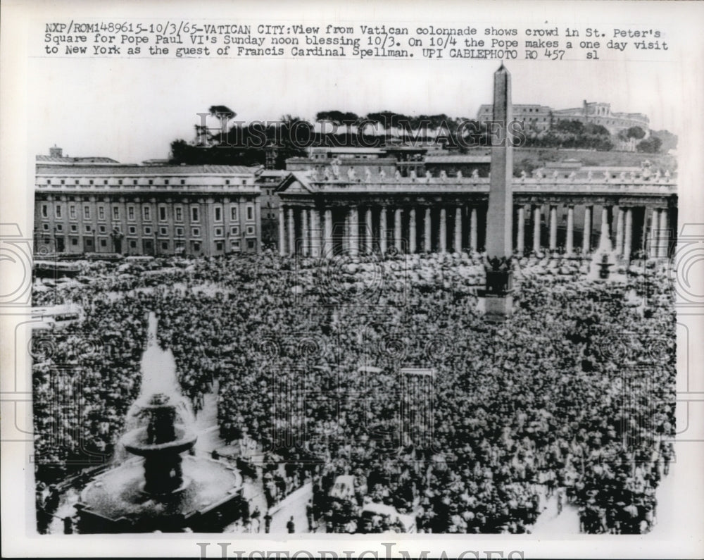 1965 Press Photo St. Peter&#39;s square for Pope Paul VI&#39;s Sunday noon blessing - Historic Images