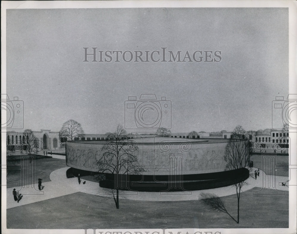 1958 Press Photo County courthouse by Lawrence Olson for first place design - Historic Images