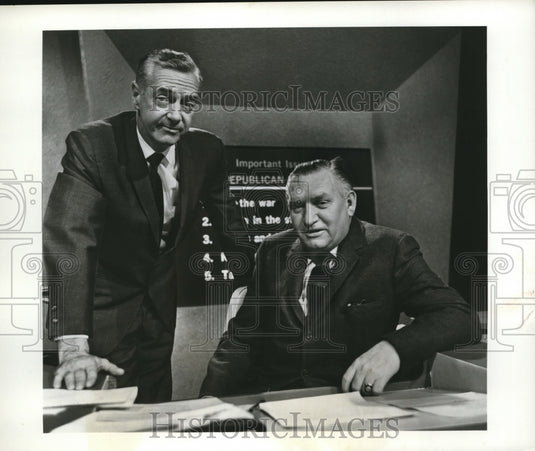 1968 Press Photo Howard K Smith & WIlliam H Lawrence of ABC Convention Coverage - Historic Images