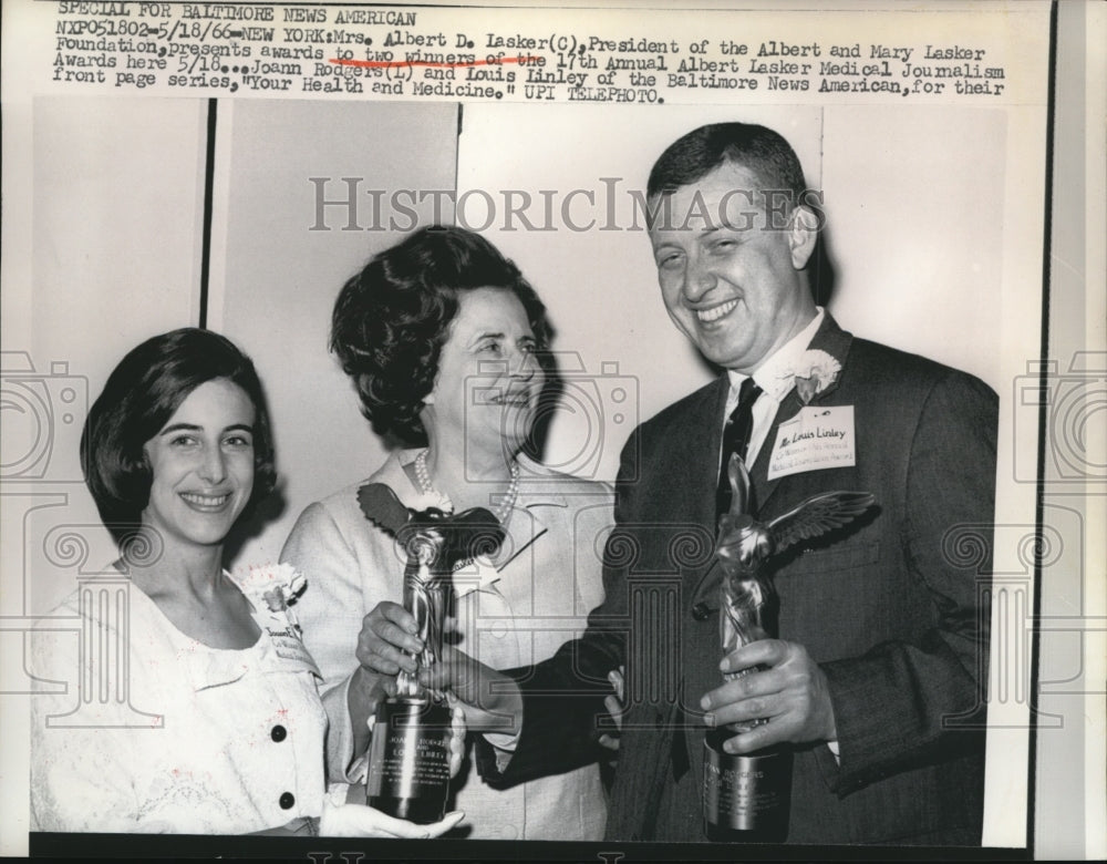 1966 Press Photo Albert D Lasker Pres of Albert &amp; Mary Lasker Foundation - Historic Images