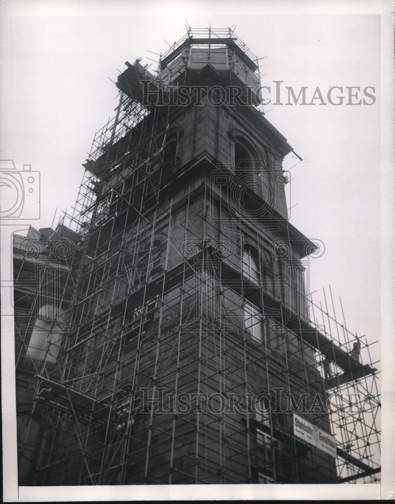 1948 Press Photo Paul&#39;s Cathedral undergoing reconstruction after being damaged - Historic Images