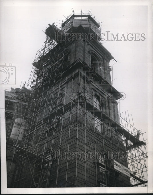 1948 Press Photo Paul's Cathedral undergoing reconstruction after being damaged - Historic Images
