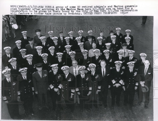 1957 Press Photo New York 50 retired Marine Generals parade - Historic Images